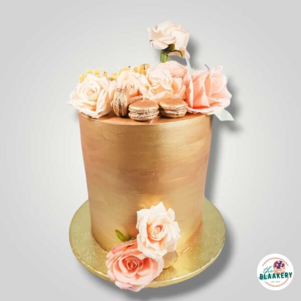 Golden Peach Luxe Cake – Single Tier